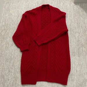 Topshop Long Open Front Cardi. Red. Size: US 10